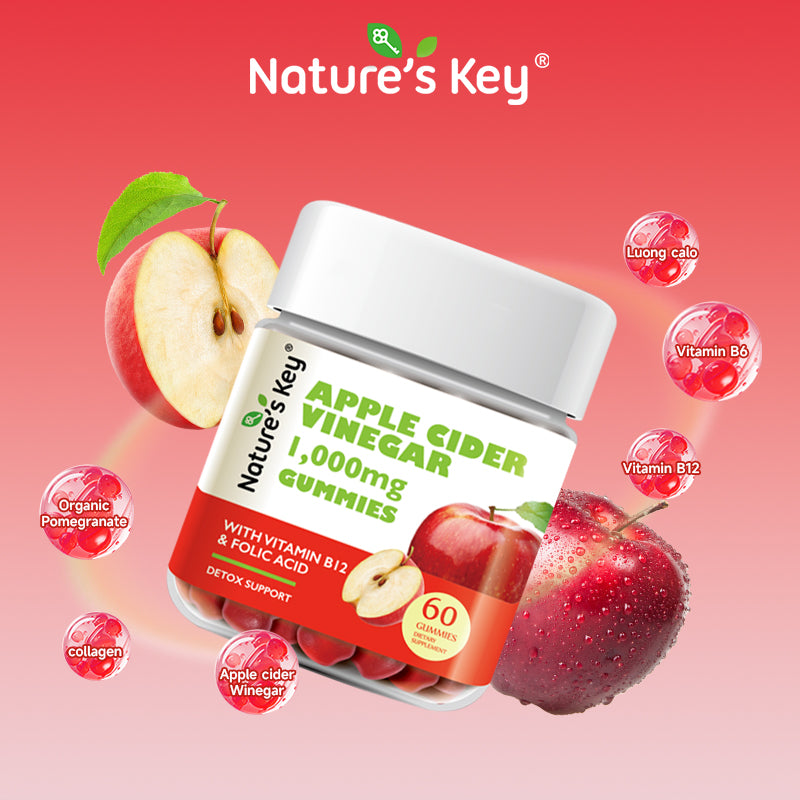 Nature's Key Viên Kẹo Giấm Táo – Vị Thanh Mát, Ăn Vặt Không Lo