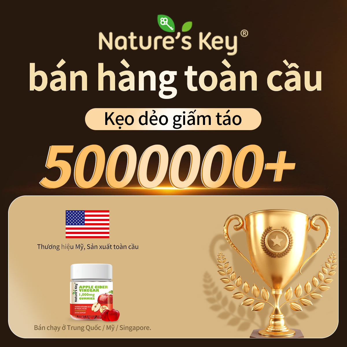 Nature's Key Viên Kẹo Giấm Táo – Vị Thanh Mát, Ăn Vặt Không Lo