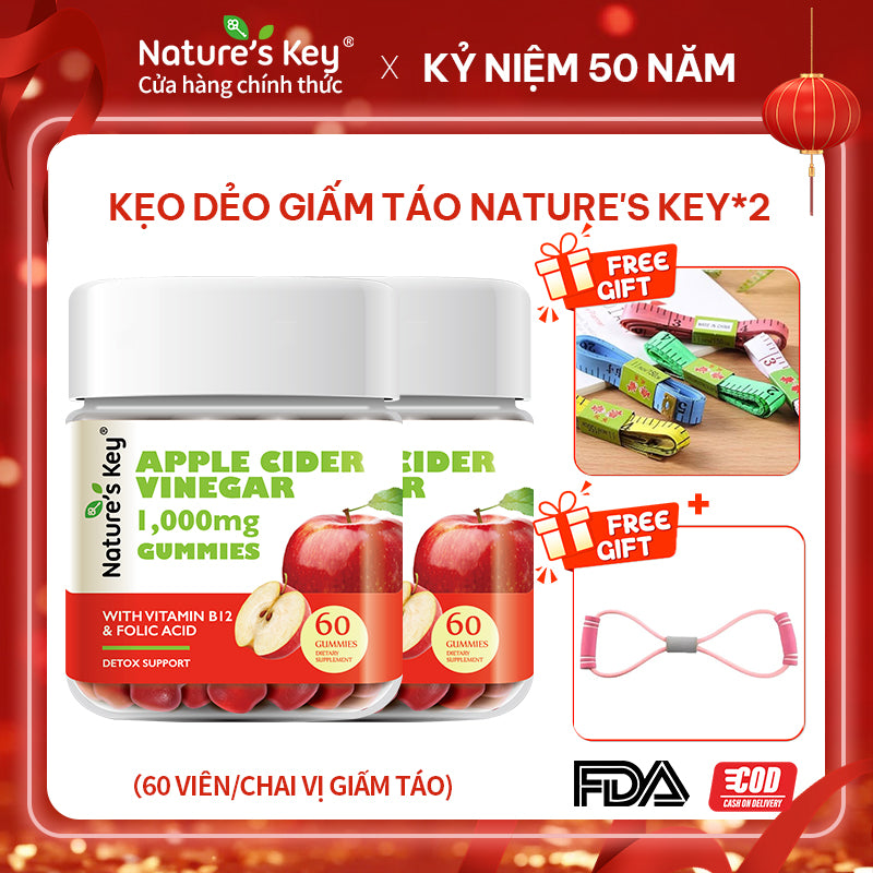 Nature's Key Viên Kẹo Giấm Táo – Vị Thanh Mát, Ăn Vặt Không Lo