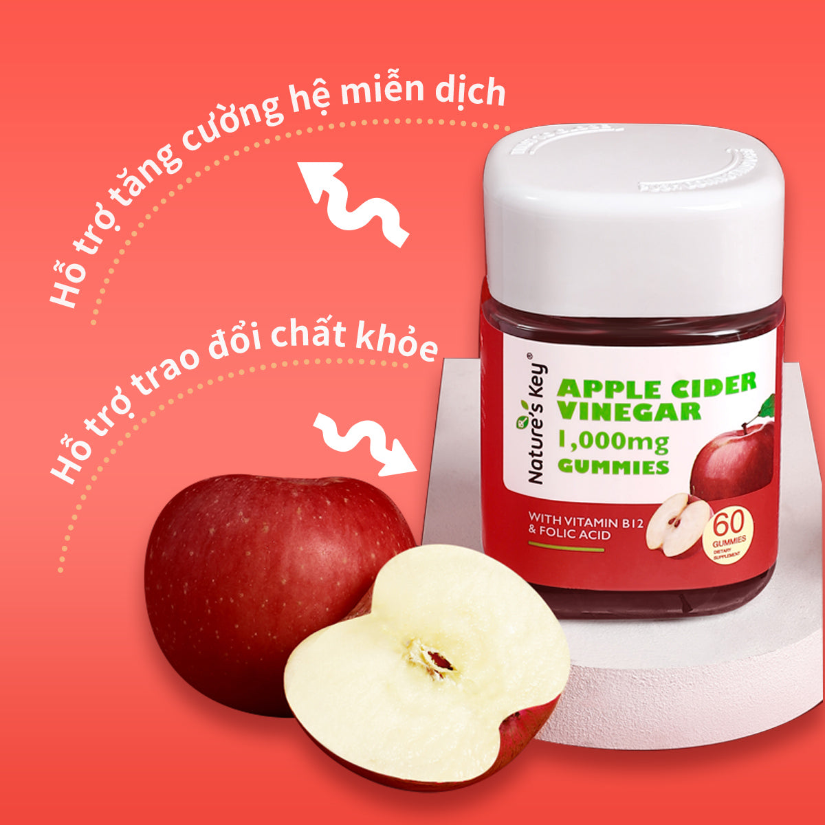 Nature's Key Viên Kẹo Giấm Táo – Vị Thanh Mát, Ăn Vặt Không Lo